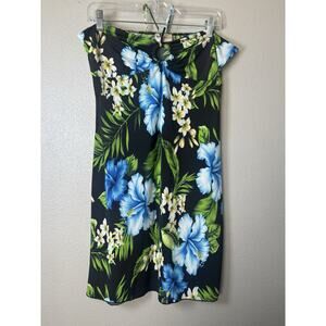 Napua Collection Honolulu Women’s Bandeau Dress‎ Large Halter Tie Blue Black